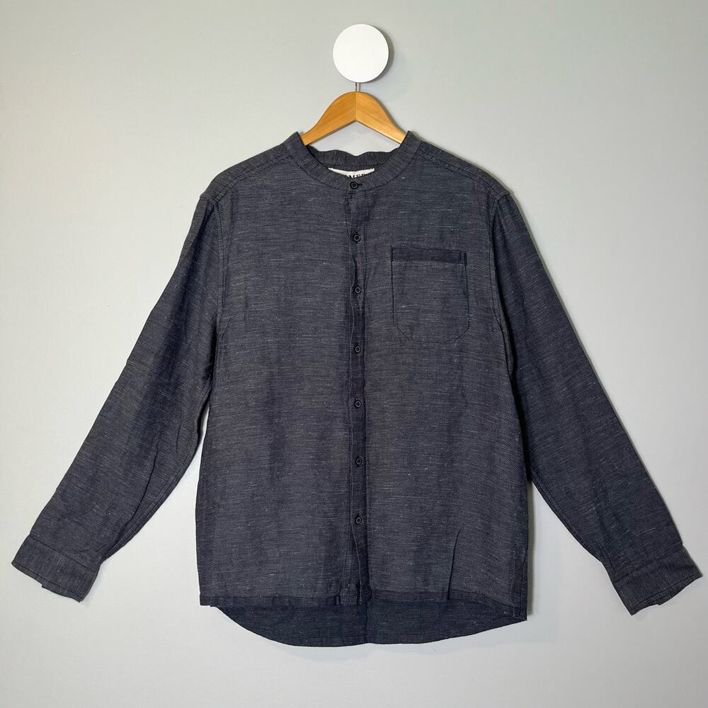 Roamers men's dark blue long sleeve cotton blend button up new medium